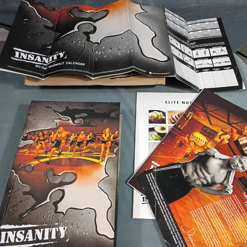 Beachbody Insanity 60 Day Workout DVD Set Shaun T Nutrition Guide 10 Disc